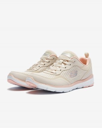 Skechers Flex Appeal 3.0 Go Forward S13069-NTPK Ortopedik Bağcıklı Kadın Günlük Ayakkabı Bej