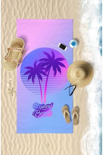 Vevienhome Mıamı Beach Pamuklu Plaj Havlusu Çok Renkli