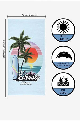 Vevienhome Endless Summer Pamuklu Plaj Havlusu Mavi