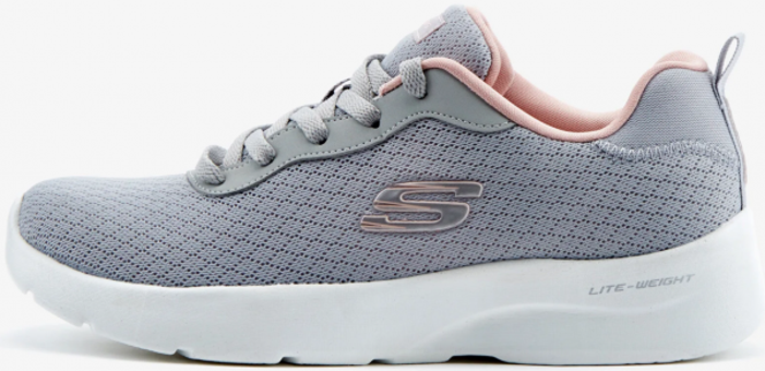 Skechers Dynamight 2.0 Eye To Eye 12964TK-LGPK Ortopedik Bağcıklı Kadın Koşu Ayakkabısı Gri