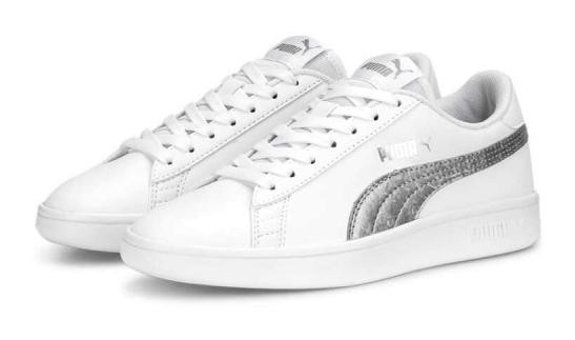 Puma Smash V2 Metallics 389682-01 Bağcıklı Erkek Çocuk Günlük Ayakkabı Beyaz