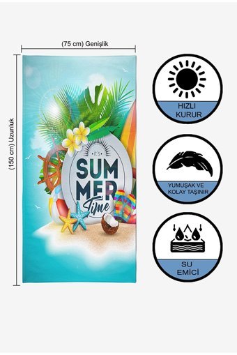 Vevienhome Summer Time Pamuklu Plaj Havlusu Çok Renkli