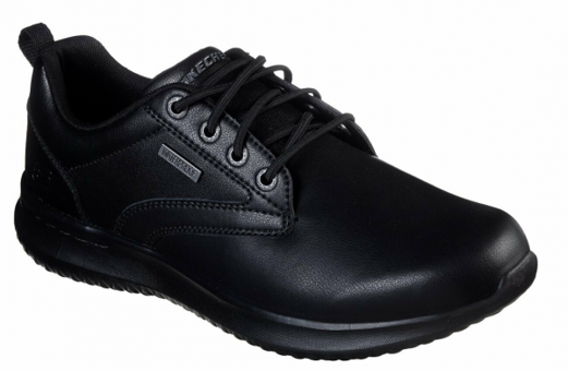 Skechers Delson Antigo 65693-BBK Ortopedik Su Geçirmez Bağcıklı Erkek Günlük Ayakkabı Siyah