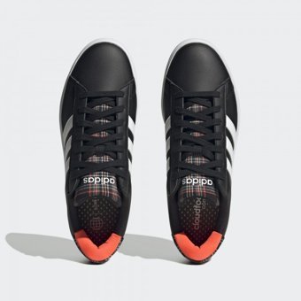 Adidas Grand Court Cloudfoam Lifestyle Court Comfort HQ1721 Ortopedik Bağcıklı Erkek Günlük Ayakkabı Siyah