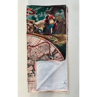 Wallhang World Map Nova Orbis Tabula Pamuklu Plaj Havlusu Bej Krem