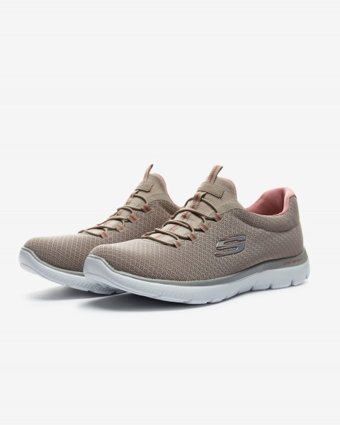 Skechers Summits 12980TK-TPPK Ortopedik Lastik Bağcıklı Kadın Yürüyüş Ayakkabısı Bej