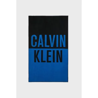 Calvin Klein Pamuklu Plaj Havlusu Mavi Siyah