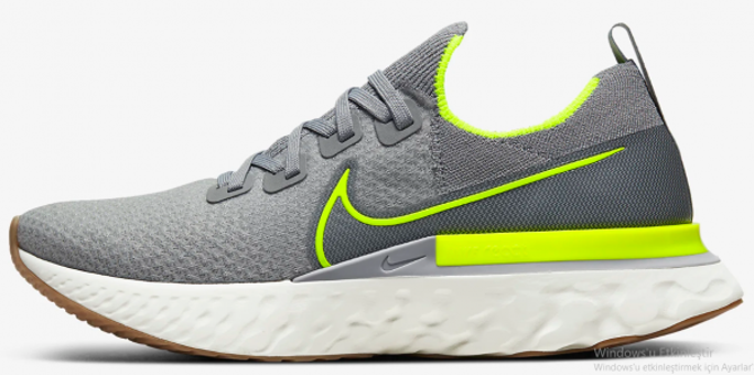 Nike React Infinity Run Flyknit CD4371-008 Ortopedik Bağcıklı Kayık Taban Erkek Koşu Ayakkabısı Gri