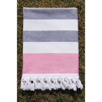 Baveno Pamuklu Plaj Havlusu Gri Pembe