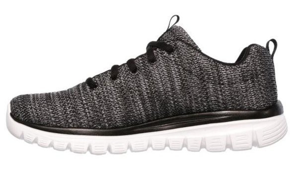 Skechers Graceful Twisted Fortune 12614-BKW Ortopedik Bağcıklı Kadın Günlük Ayakkabı Siyah