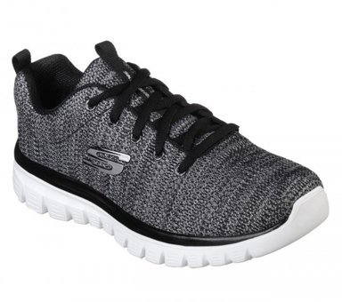 Skechers Graceful Twisted Fortune 12614-BKW Ortopedik Bağcıklı Kadın Günlük Ayakkabı Siyah