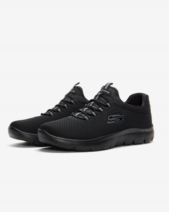 Skechers Summits 52811TK-BBK Ortopedik Lastik Bağcıklı Erkek Yürüyüş Ayakkabısı Siyah