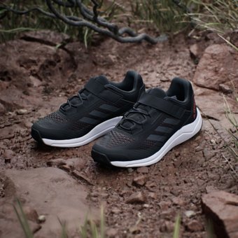 Adidas Terrex Agravic Flow Hook-And-Loop IG3021 Ortopedik Bağcıklı-Cırtlı Traxion Erkek Çocuk Koşu Ayakkabısı Siyah