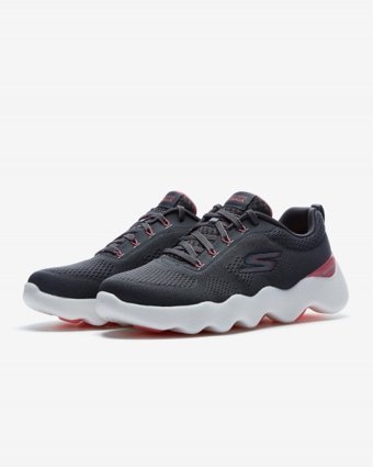 Skechers Go Walk Massage Fit 124903-GYPK Ortopedik Bağcıklı Kadın Yürüyüş Ayakkabısı Antrasit