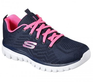 Skechers Graceful Get Connected 12615-NVHP Ortopedik Bağcıklı Kadın Antrenman Ayakkabısı Lacivert
