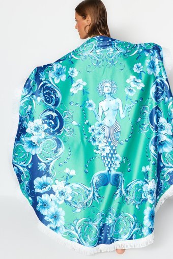 Trendyolmilla Pamuklu Polyester Plaj Havlusu Yeşil