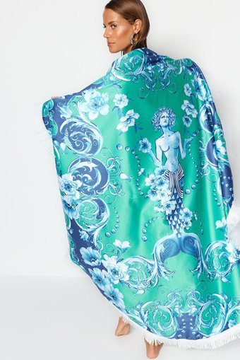 Trendyolmilla Pamuklu Polyester Plaj Havlusu Yeşil
