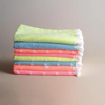 Ayera Home Kalp Desen Pamuklu Plaj Havlusu Mavi