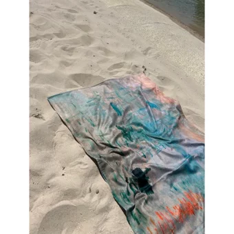 Wallhang Sunrise Pamuklu Plaj Havlusu Mavi