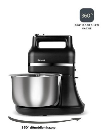 Homend 3021H 400 W Hamur Yoğurma Çırpıcı Siyah Standlı Mikser