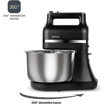 Homend 3021H 400 W Hamur Yoğurma Çırpıcı Siyah Standlı Mikser