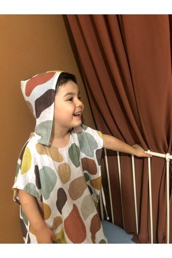 Yula Taş Giyilebilir Müslin Plaj Havlusu Çok Renkli
