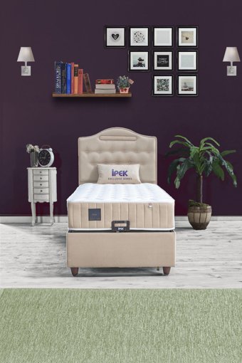 İpek Mobilya mobilya 100 x 200 cm Sandıklı Tek Kişilik Baza Bej