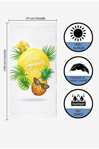 Vevienhome Best Summer Pamuklu Plaj Havlusu Sarı