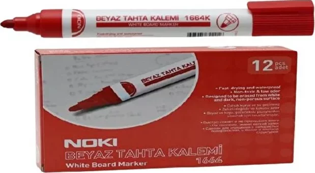 Noki 12'li Doldurulabilir Silinebilir Kırmızı Tahta Kalemi