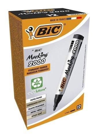 Bic 2000 12'li Doldurulabilir Silinebilir Siyah Tahta Kalemi