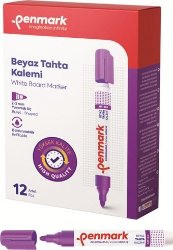 Penmark HS 305 12'li Doldurulabilir Silinebilir Lila Tahta Kalemi