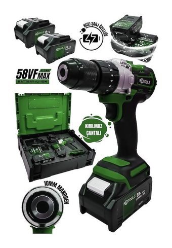 Retools 8C 58 W Darbeli Akülü Şarjlı Matkap