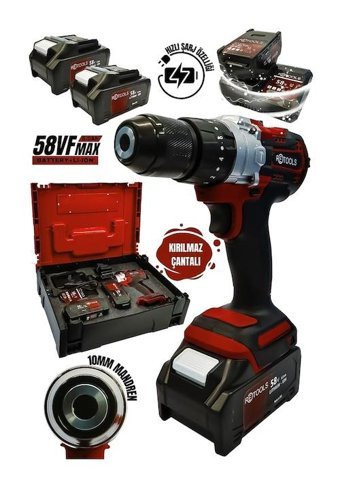 Retools 8C 58 W Darbeli Akülü Şarjlı Matkap