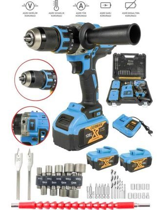 Germany Steel 128VF 1000 W Darbeli Akülü Şarjlı Matkap