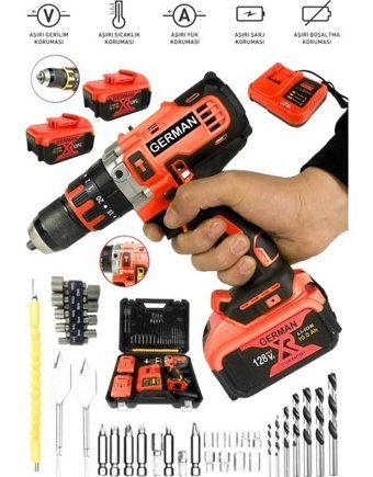 Germany Steel 128VF 1000 W Darbeli Akülü Şarjlı Matkap