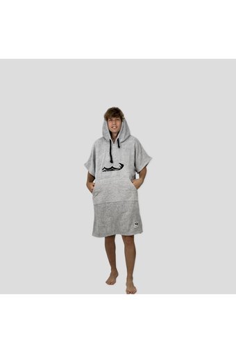 Bodho Sörfçü Giyilebilir Pamuklu Plaj Havlusu Gri L-XL