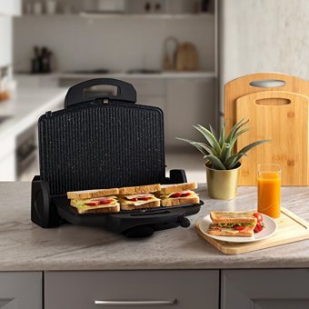 Aryıldız Contact Grill 4 Dilim Alüminyum Çıkartılabilir Plaka Çift Taraflı Siyah Izgaralı Tost Makinesi