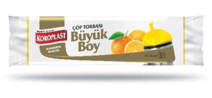 Koroplast Mandarin Kokulu Büyük Boy 65x80 cm Çöp Poşeti 10 Adet Sarı
