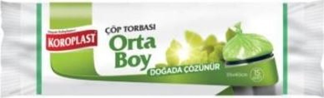 Koroplast Doğada Çözünür Orta Boy 55x60 cm Çöp Poşeti 15 Adet Yeşil