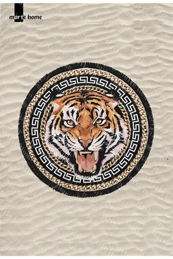 Marte Home Be Happy Tiger Plaj Havlusu Çok Renkli