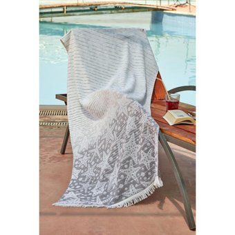 Zeynep Tekstil 75x150 cm Stars Plaj Havlusu Gri