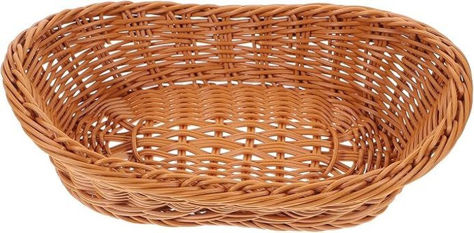 Cabilock Oval Rattan Sepet Dokuma Ekmek Sepeti El Dokuma Yemek Servis Sepeti Hasır Rustik Meyve Kasesi Çiftlik Evi Şekerler Için Saklama Kabı Aperatif Açık Kahverengi L