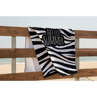 Pusula Home Zebra Pamuklu Plaj Havlusu Beyaz Siyah