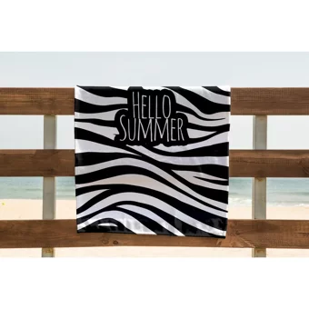 Pusula Home Zebra Pamuklu Plaj Havlusu Beyaz Siyah