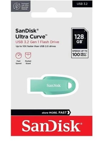 Sandisk Ultra Curve USB 3.2 USB Type A 128 GB Flash Belek Mint Yeşili