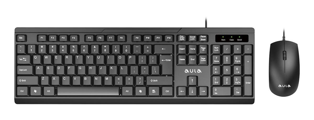 Aula Ac101 Sessiz Ergonomik Siyah Kablolu Klavye Mouse Seti