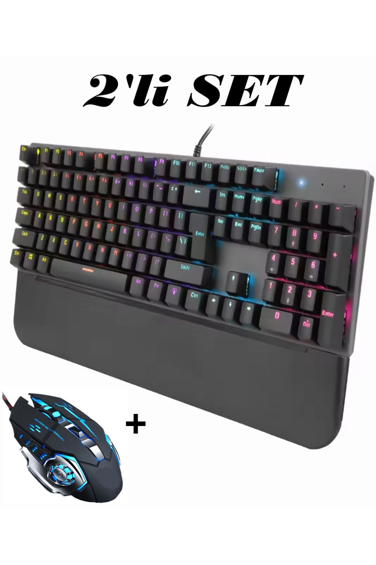 Havana GK60 Işıklı Sessiz Ergonomik Siyah Kablolu Klavye Mouse Seti