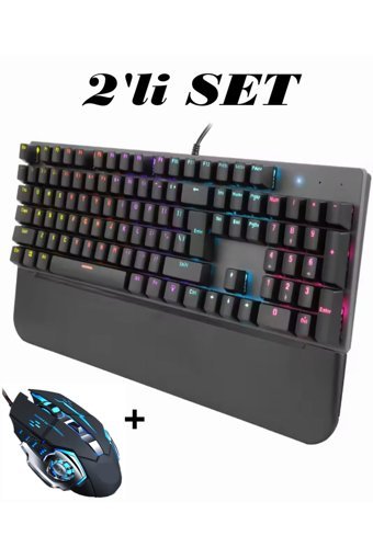 Havana GK60 Işıklı Sessiz Ergonomik Siyah Kablolu Klavye Mouse Seti