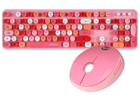 Everest KM 6282 Sessiz Pembe Kablosuz Klavye Mouse Seti