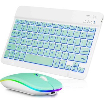 Lenovo Tab Işıklı Sessiz Yeşil Kablosuz Klavye Mouse Seti